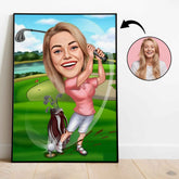 Golf tema5 (1 person) - karikaturtegning efter dine fotos - Just Karikatur
